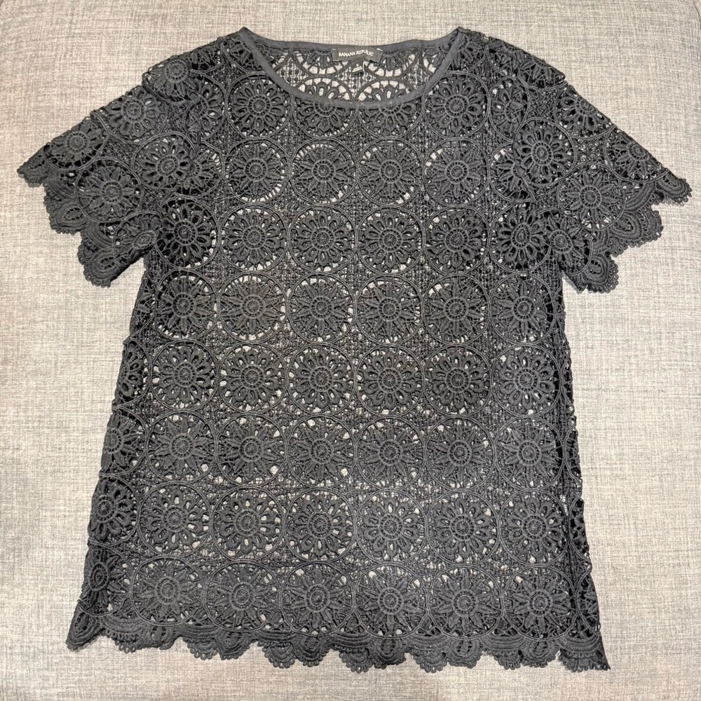 Banana Republic Black Lace Floral Blouse